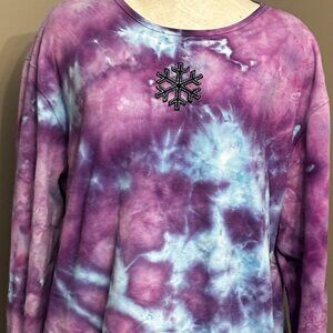 HOMEMADE: Tie-dye The Disney Store Brand Snow Flake / Eeyore Long Sleeved